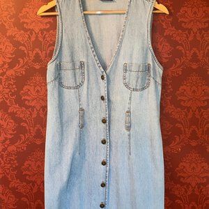 Faded Glory Buttoned Denim Sleeveless dress with Pockets and Belt Loops